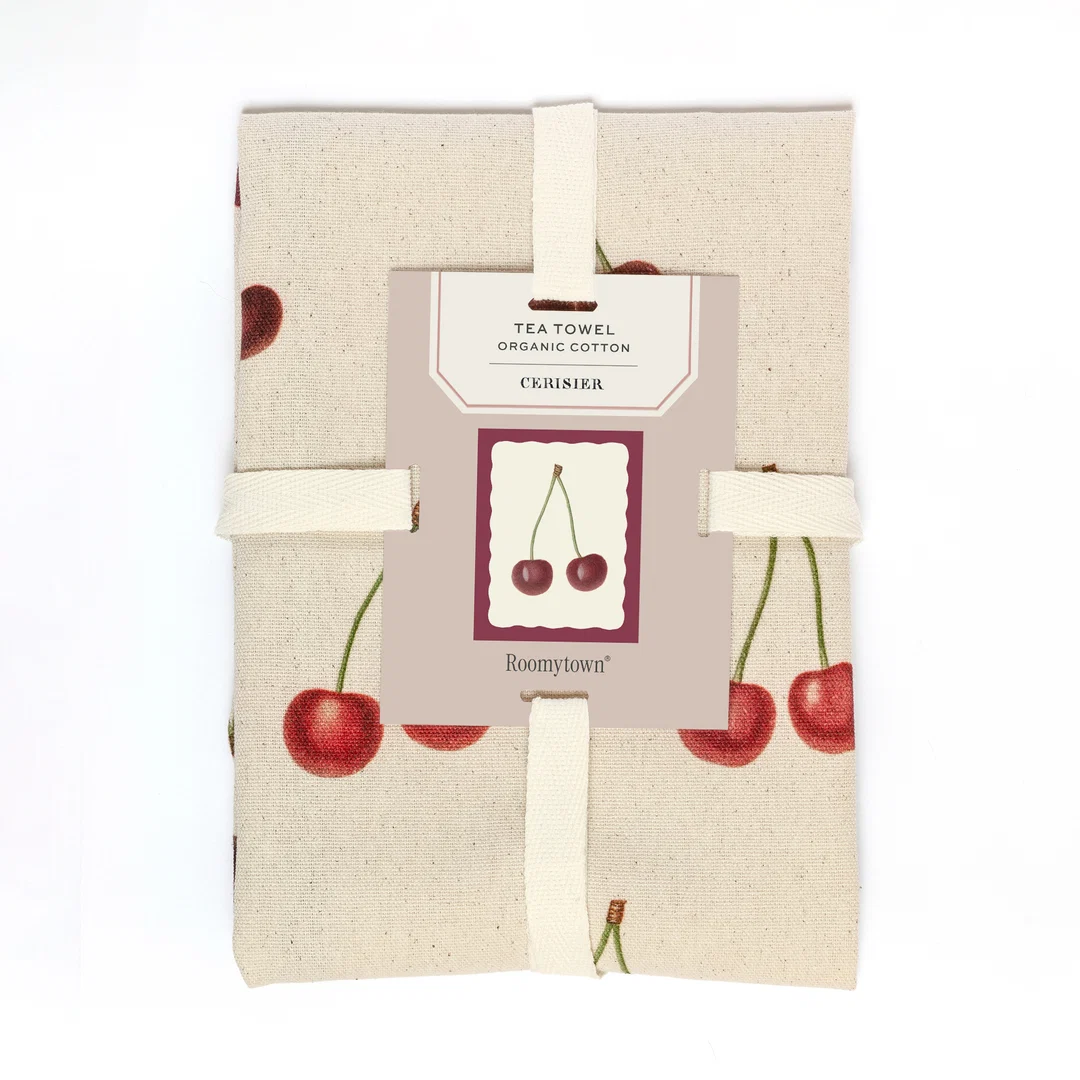 Organic Cotton Tea Towel - Cherries