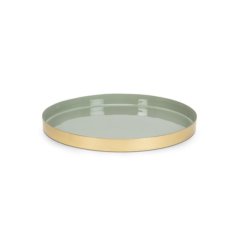 Round Sage Green Enamel Tray