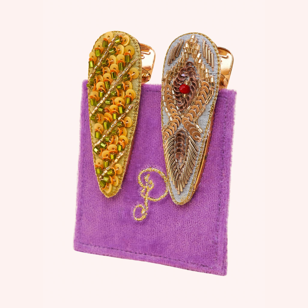 Embroidered Hair Clips