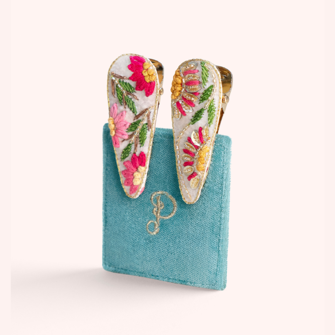 Embroidered Hair Clips