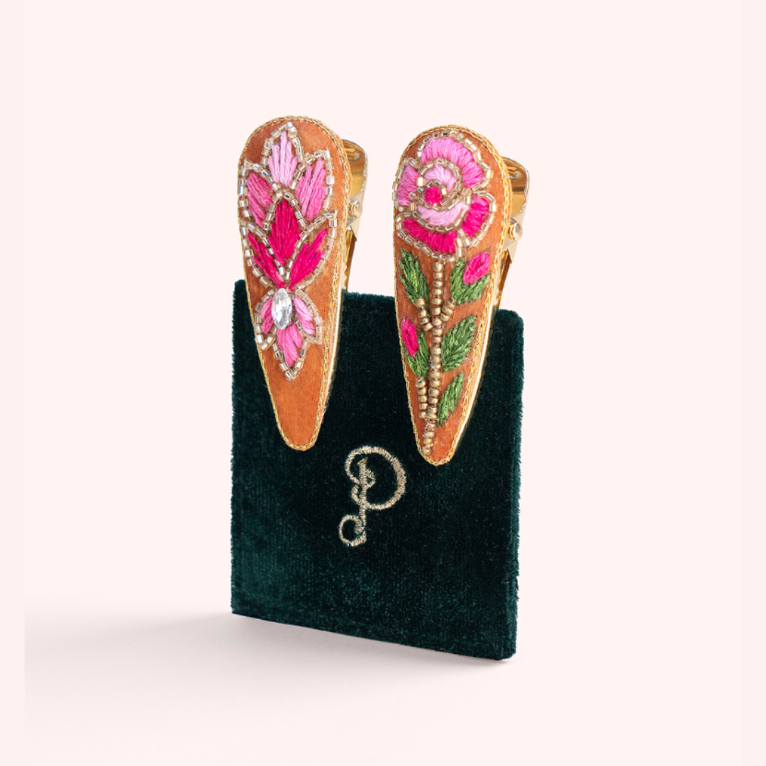Embroidered Hair Clips