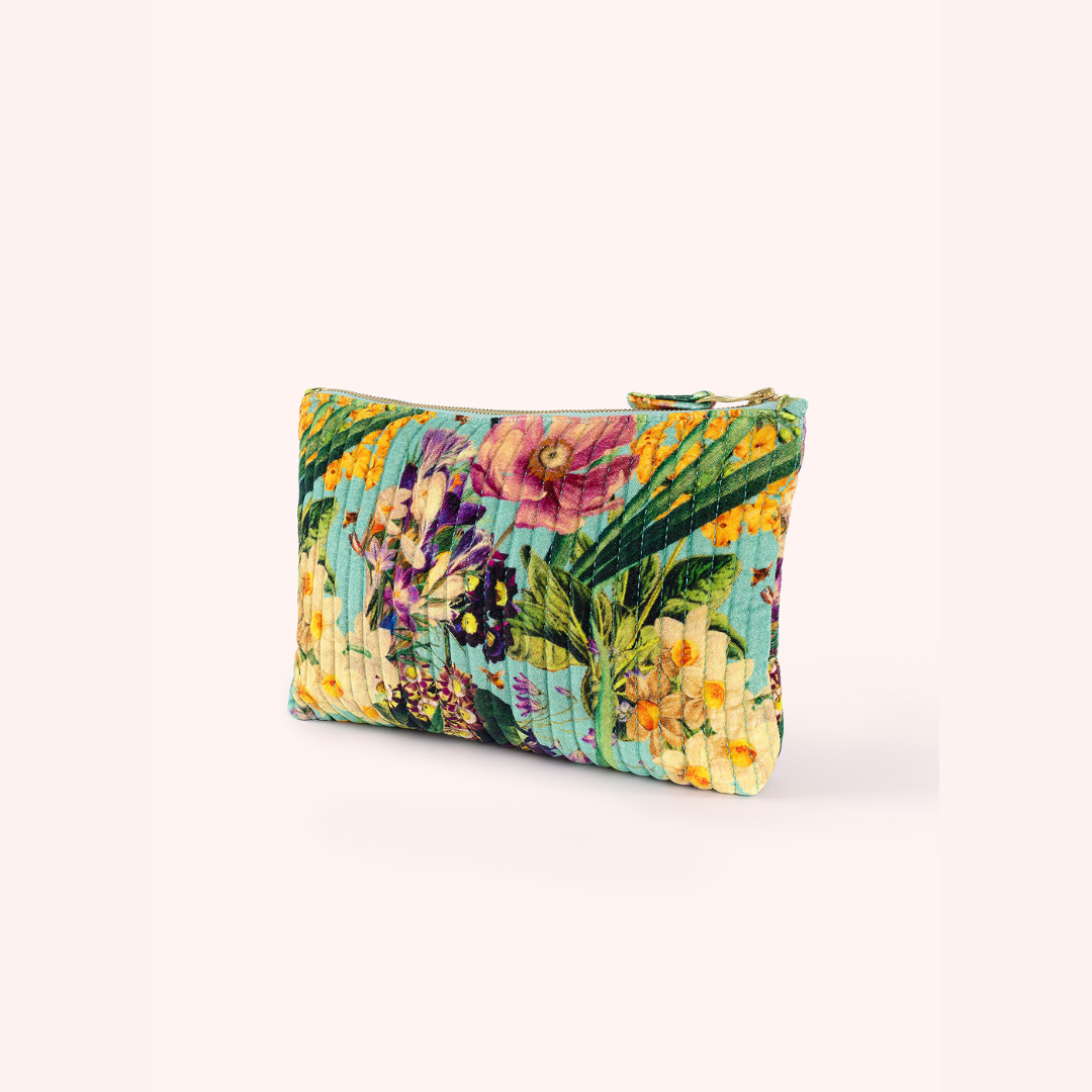 Quilted Velvet Zip Pouch