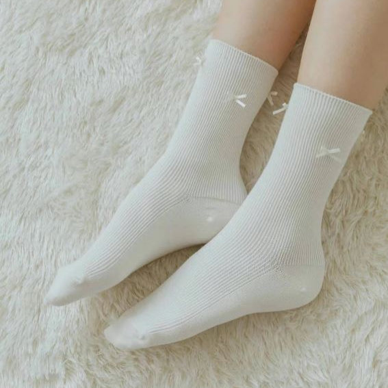 Satin Bow Ribbed Socks