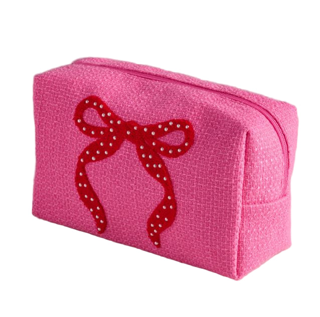 Mara Bow Large Zip Pouch - Pink