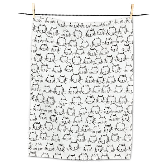 Simple Cat Faces Tea Towel