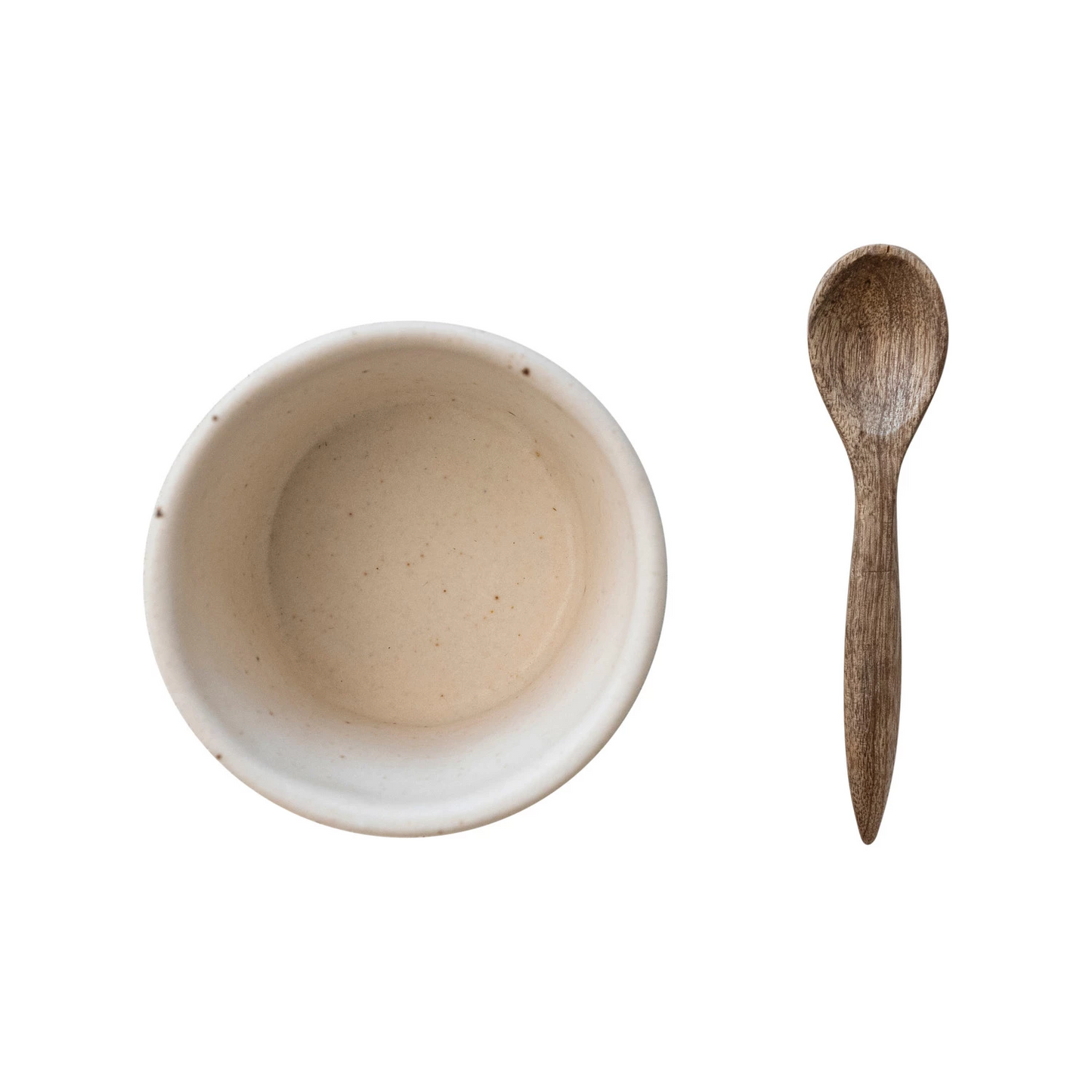 Stoneware Bowl with Mango Wood Spoon