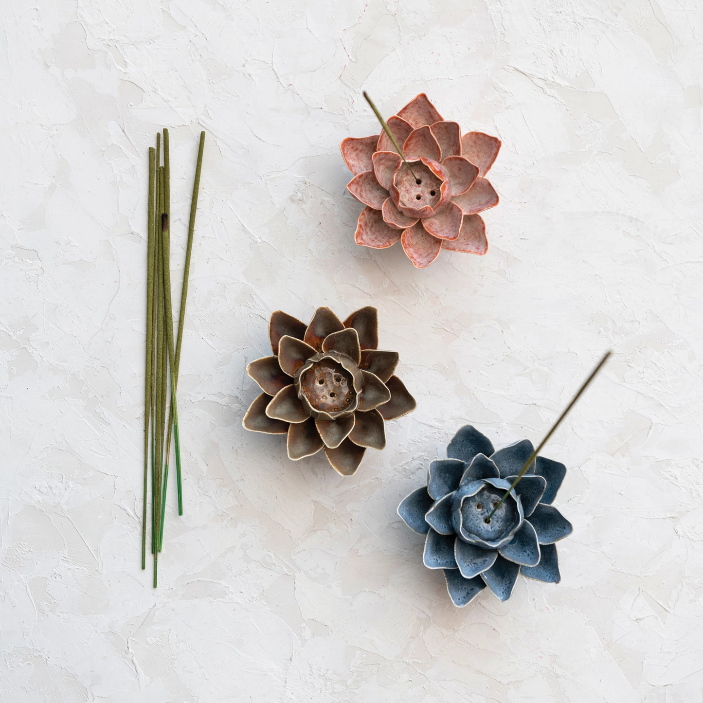 Stoneware Flower Incense Holder