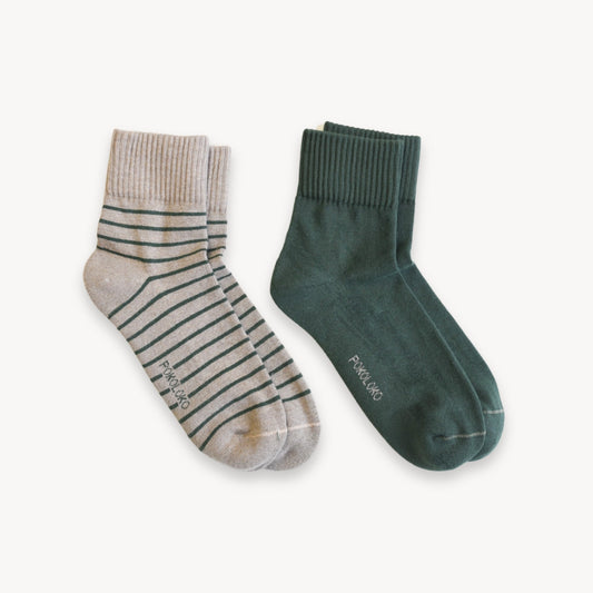 Pima Cotton Striped & Solid Socks - 2 Pack