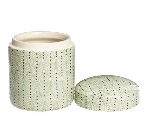Hand-stamped Stoneware Canisters