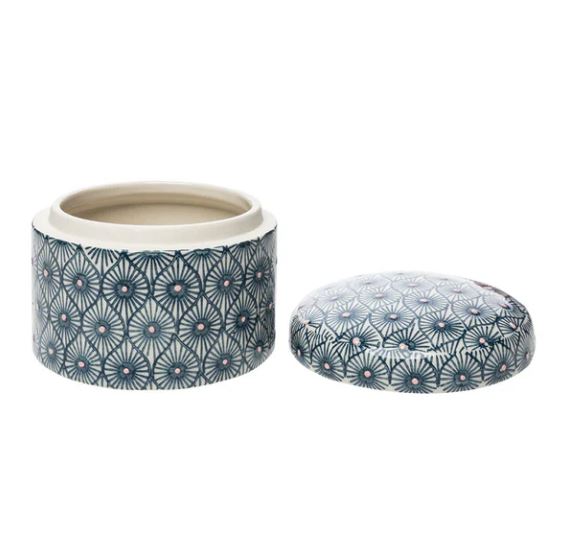 Hand-stamped Stoneware Canisters