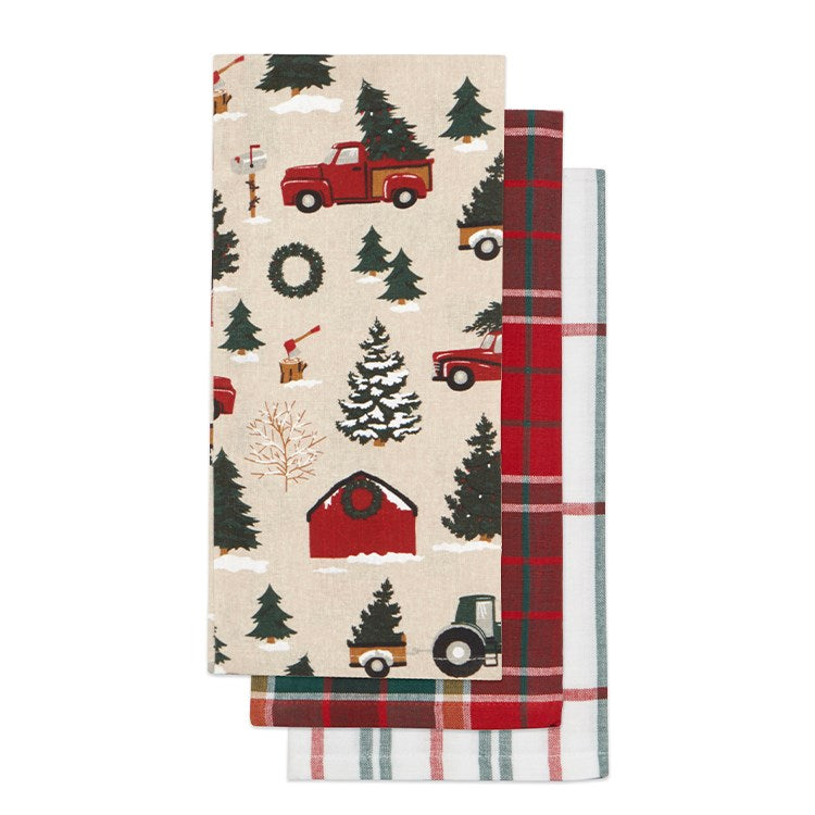 Printed Winter Tea Towel - Set of 3