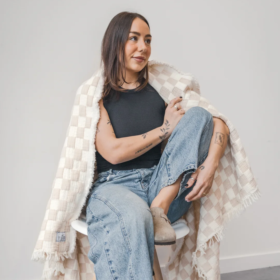 Check Quilted Throw Blanket