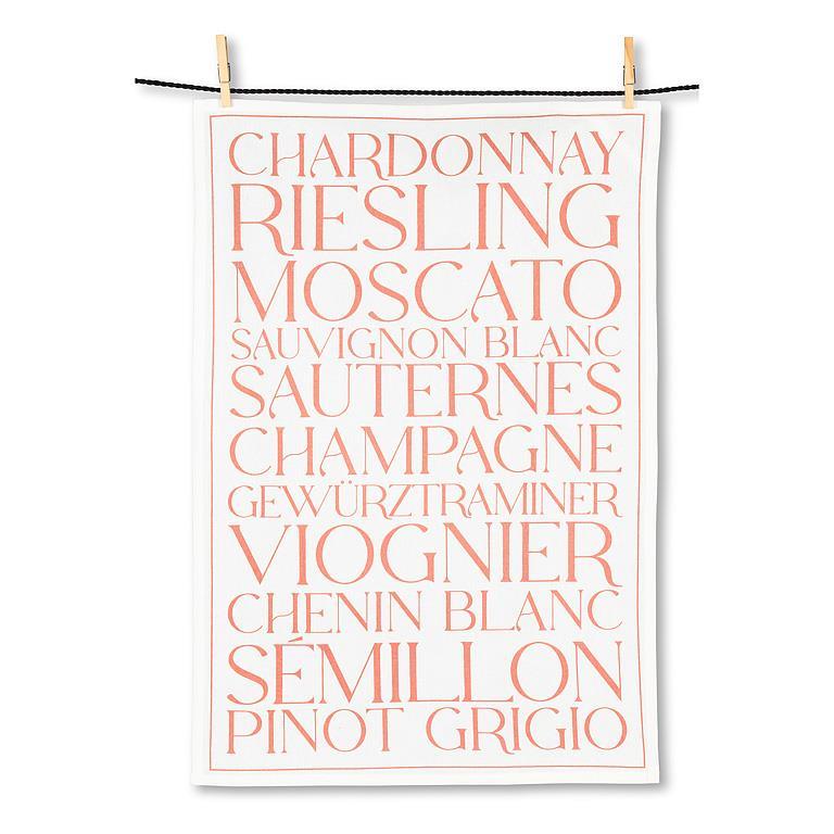 White Wines Text Kitchen Towel