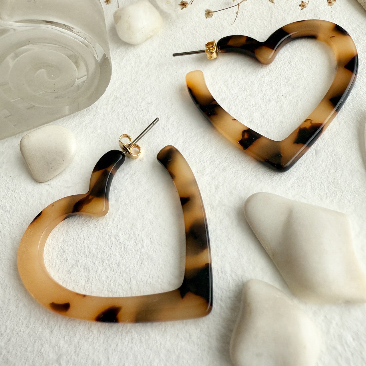 Pika & Bear Heart Hoop Earrings