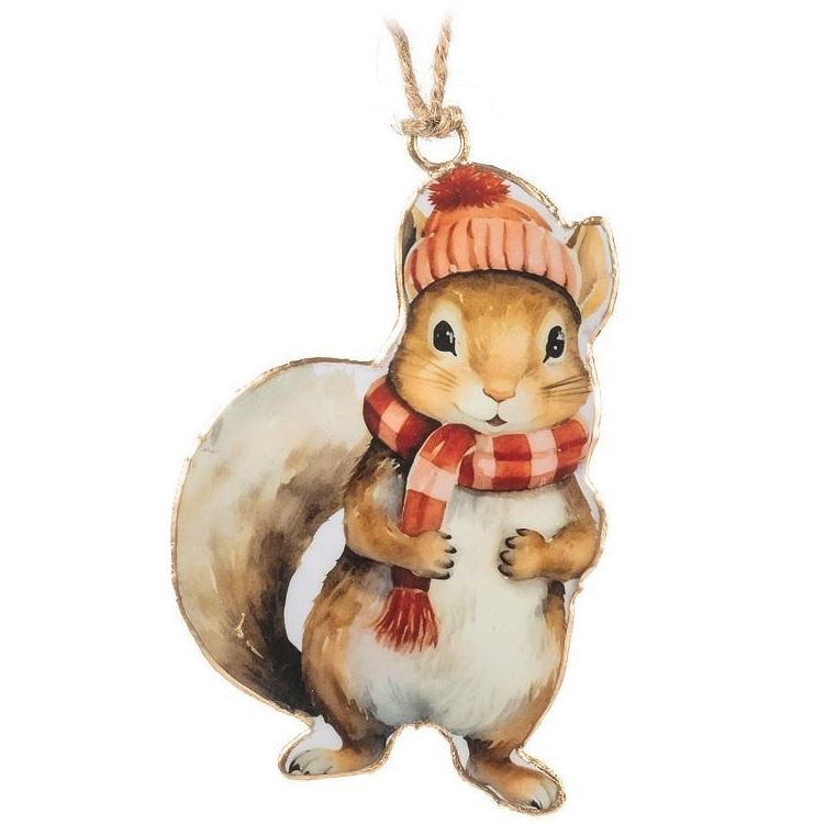 Winter Squirrel Metal Ornament