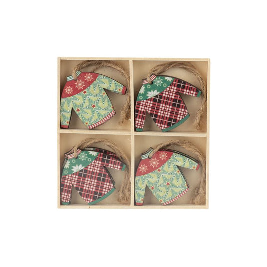 Wood Sweater Ornaments - Set of 8