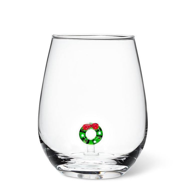 Christmas Wreath Wine Glass