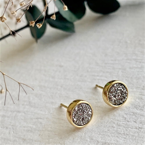 Druzy Gold Stud Earrings