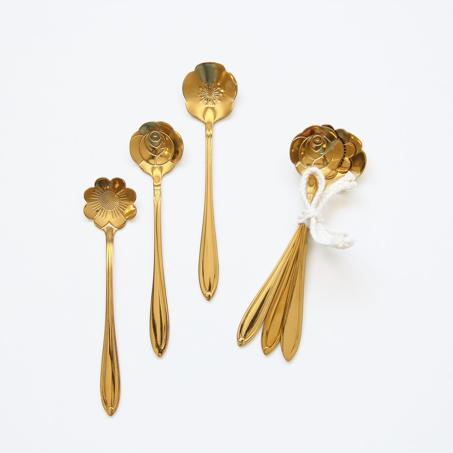 Mini Gold Floral Spoons - Set of 3