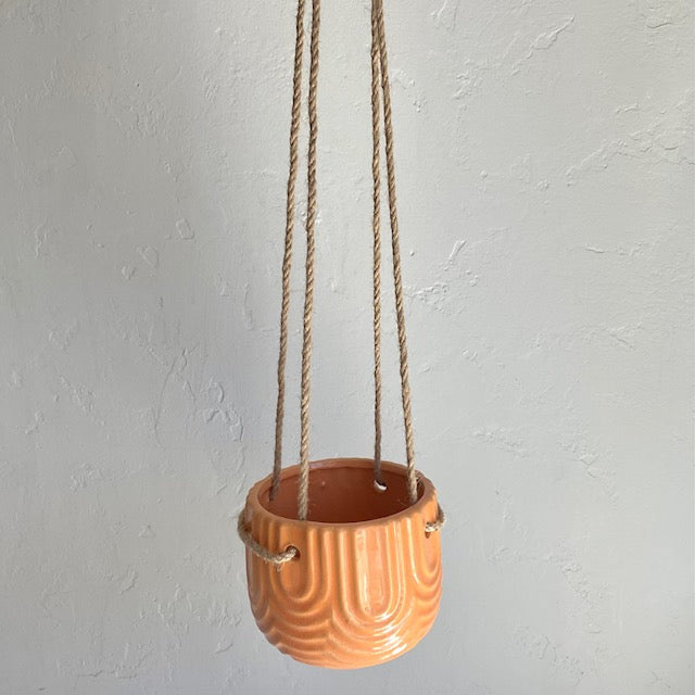 Hanging Textured Pot - Orange