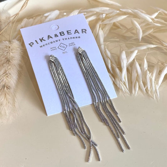 Cascading Silver Chains Drop Earrings