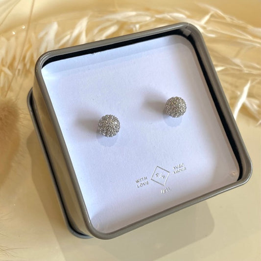 Novasphere Silver Crystal Ball Earrings