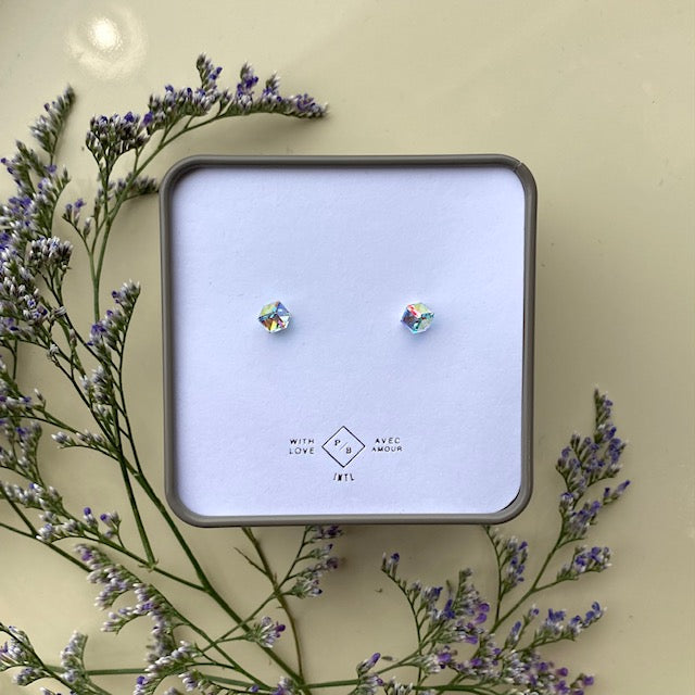 Chenoo Silver Swarovski Crystal Stud Earrings