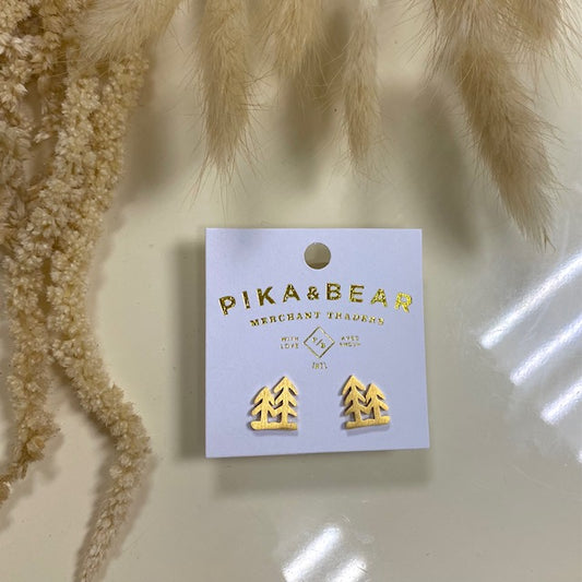 Pika & Bear Gold Stud Earrings