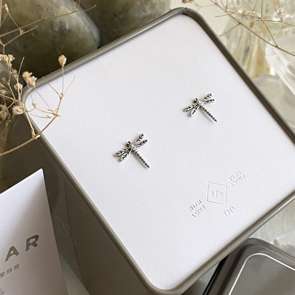 Dragonfly Silver Stud Earrings