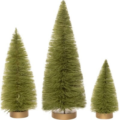 Set of 3 Decorative Holiday Trees - Green