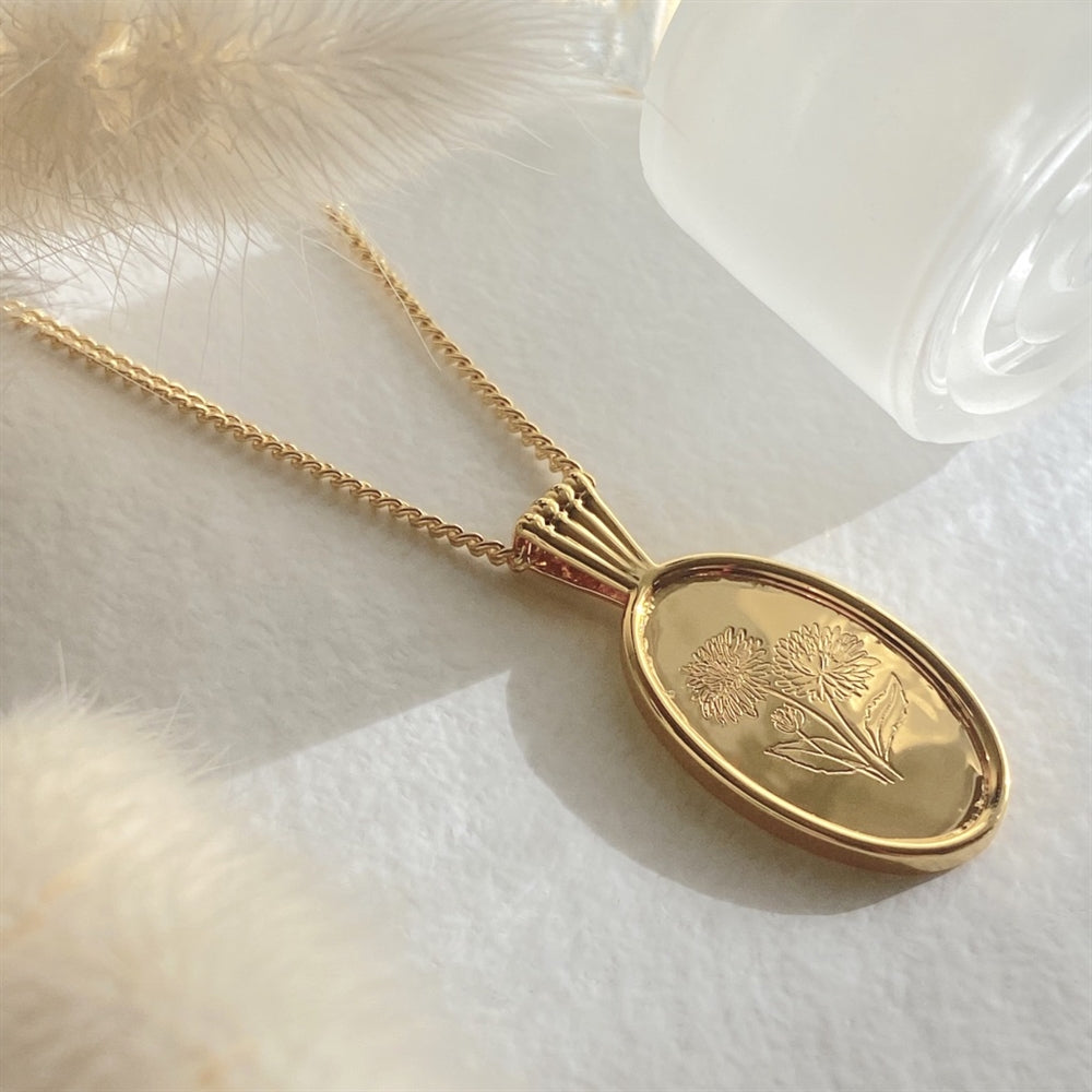 "Le Clos Normand" Birth Month Wildflower Pendant Necklaces