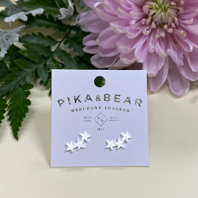 Pika & Bear Silver Stud Earrings