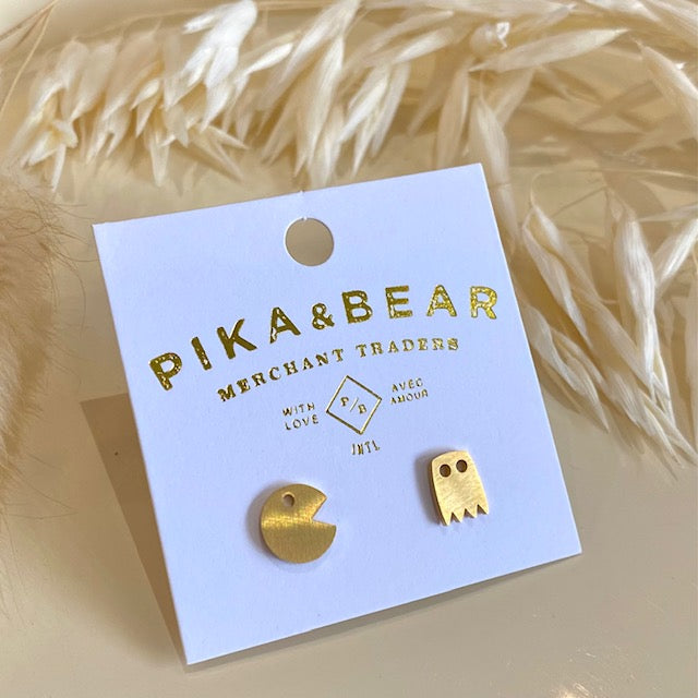 Pika & Bear Gold Stud Earrings