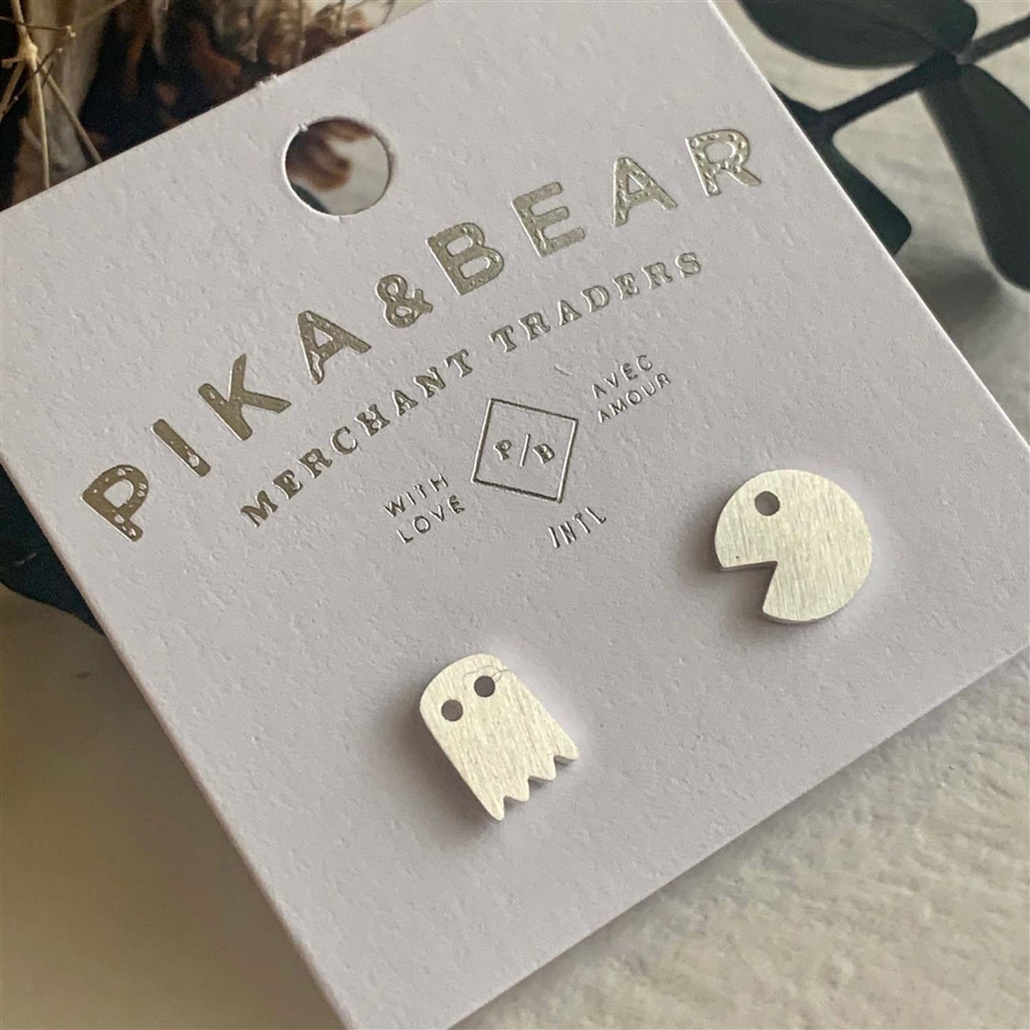 Pika & Bear Silver Stud Earrings