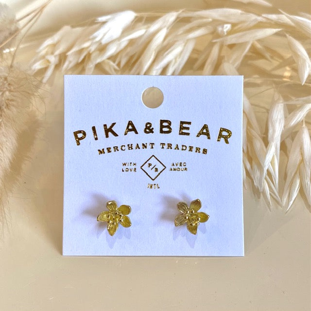 Pika & Bear Gold Stud Earrings